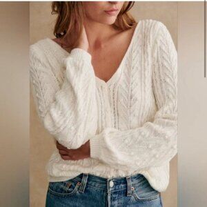 Sezane Beryl Cardigan 100% Cotton in Ecru - XXL